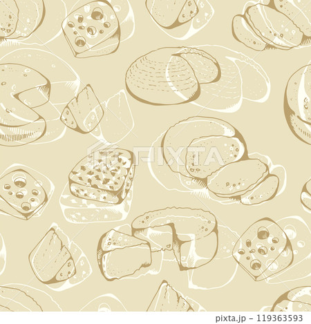 Cheese collection seamless vector pattern 119363593