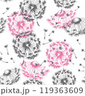 Dandelion blowing hand drawn seamless pattern 119363609
