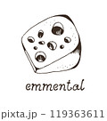 Cheese emmental hand drawn vector illustration 119363611