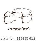 Cheese camembert hand drawn vector illustration 119363612