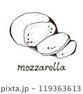 Cheese mozzarella hand drawn vector illustration 119363613