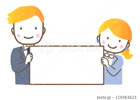 ボードを持ったスーツの会社員 119363623