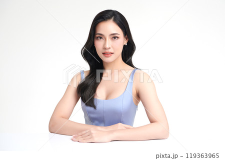 Beautiful young asian woman with clean fresh skin on white background, Face care, Facial treatment, Cosmetology, beauty and spa, Asian women portrait. Beautiful young asian woman with clean fresh skin on white background, Face care, Facial treatment, Cosmetology, beauty and spa, Asian women portrait. 119363965