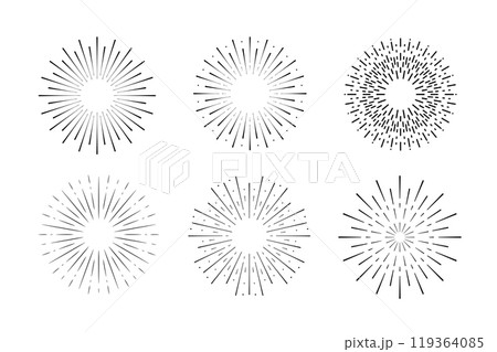 Sun ray vector drawing. Abstract simple element. Black round icons set. Burst logo. Sun ray vector drawing. Abstract simple element. Black round icons set. Burst logo. 119364085