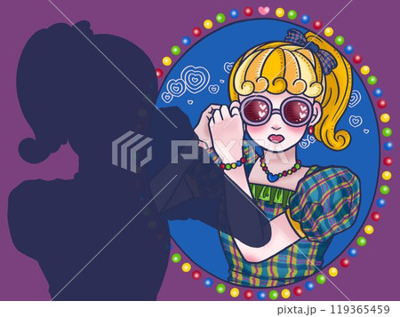 ピアスをつける女の子　紫背景 119365459