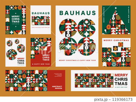 Festive Geometric Design Pack, Bauhaus Christmas Banners and Posters in Multiple Sizes for Ads 119366173