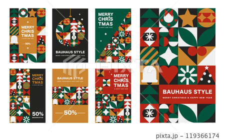 Christmas Bauhaus Poster Collection, Abstract Geometric Patterns for Decor and Advertising Christmas Bauhaus Poster Collection, Abstract Geometric Patterns for Decor and Advertising 119366174