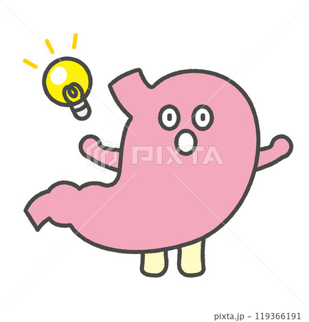 ひらめいた胃のキャラクターイラスト ひらめいた胃のキャラクターイラスト 119366191