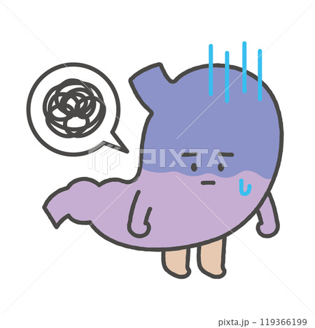 具合の悪い胃のキャラクターイラスト 119366199