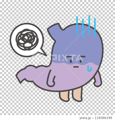 Character illustration of an unwell stomach 119366199