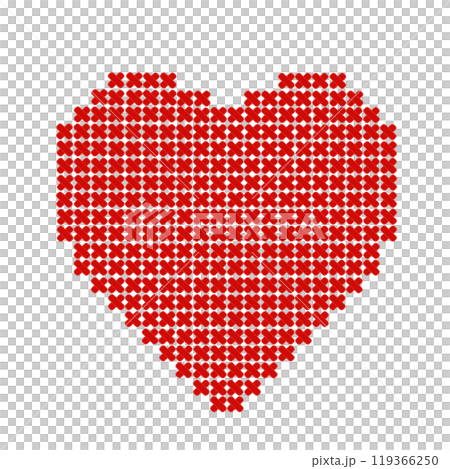 クロスステッチでできたハートのイラスト 119366250