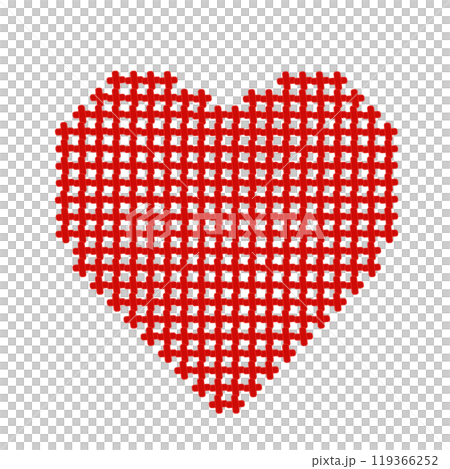 Cross-stitched heart illustration 119366252
