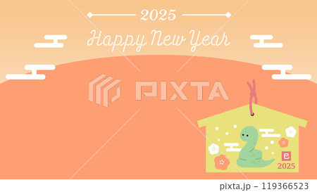 2025年巳年-干支の絵馬年賀イラスト 119366523