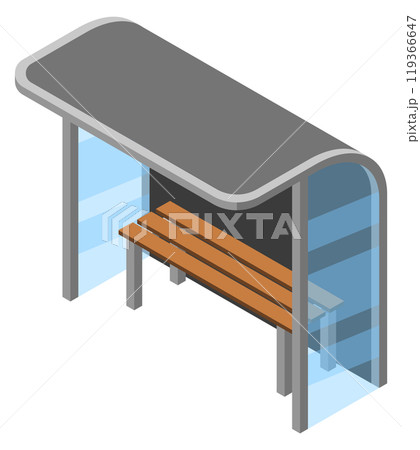 Bus stop isometric icon. Urban street element 119366647