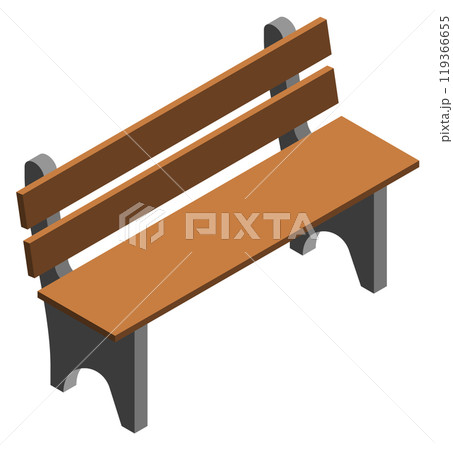 Wooden bench isometric icon. Garden park element 119366655