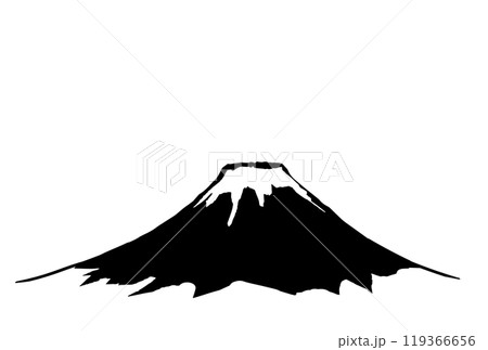 筆で描いた富士山のシンプルなモノクロイラスト 119366656