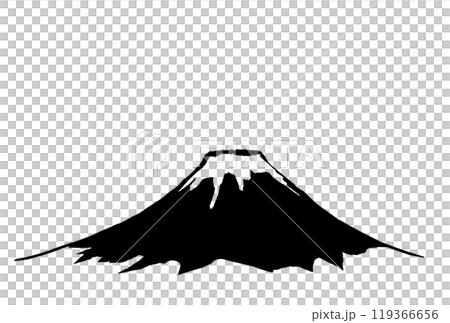筆で描いた富士山のシンプルなモノクロイラスト 119366656