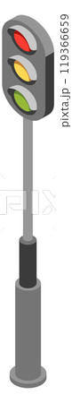 Traffic light isometric icon. Urban road control post Traffic light isometric icon. Urban road control post 119366659