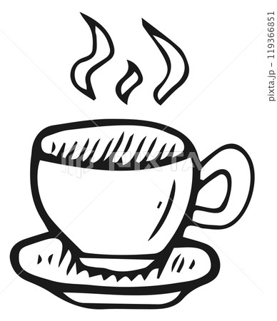 Hot coffee cup doodle. Hand drawn drink 119366851