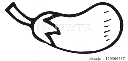 Eggplant doodle. Hand drawn vegetable. Food drawing Eggplant doodle. Hand drawn vegetable. Food drawing 119366857