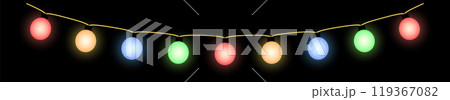 Color lamp hanging on string. Holiday party decoration Color lamp hanging on string. Holiday party decoration 119367082