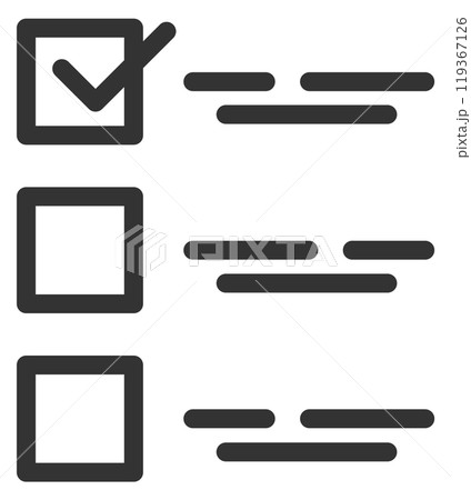 Checklist with check mark line icon. Choice checkboxes 119367126