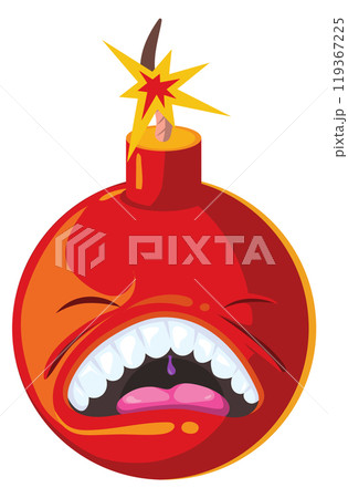 Red bomb icon. Rage emoji cartoon mascot Red bomb icon. Rage emoji cartoon mascot 119367225