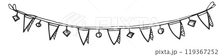 Flag garland in scrapbook doodle style. Paper bunting 119367252