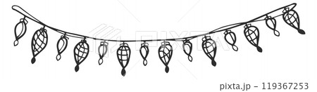 Light garland doodle. Christmas celebration. Carnival decoration 119367253