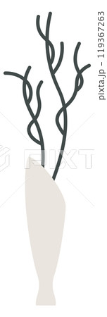 Vase with dried branch. Interior decoration. Home plant 119367263