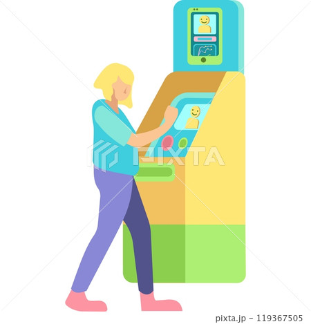 Vector man withdraw money in atm icon Vector man withdraw money in atm icon 119367505