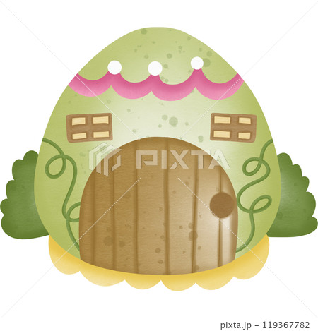 Easter colorful egg house, hand drawn illustration, elements illustration. 119367782