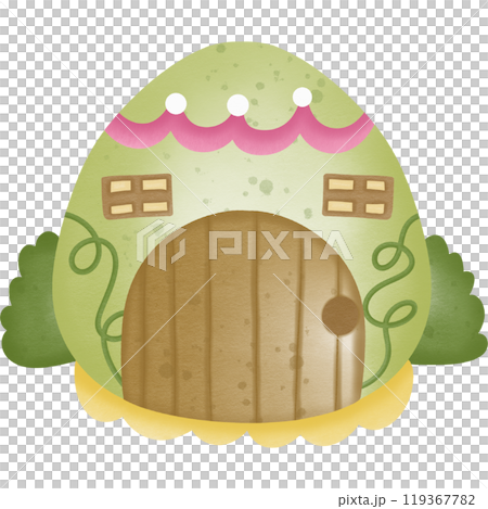 Easter colorful egg house, hand drawn illustration, elements illustration. 119367782