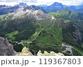 View from above on the Dolomites 119367803