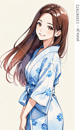 着物を着た若い日本人女性 119367972