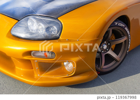 15.09.2024. Novosibirsk, Midday, Top Secret Performance Orange Toyota Supra A80 close up photo 119367998