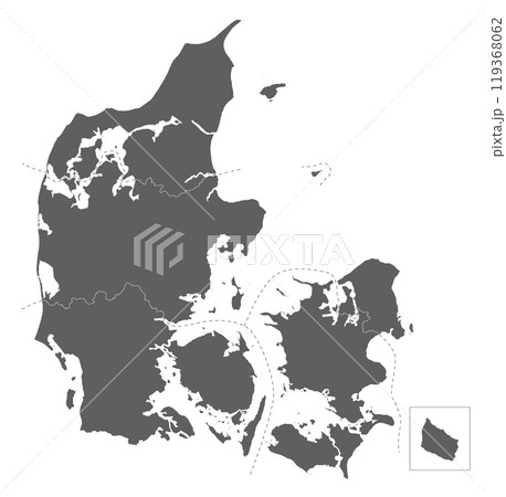 Vector blank map of Denmark with regions or territories and administrative divisions. Editable and clearly labeled layers. 119368062
