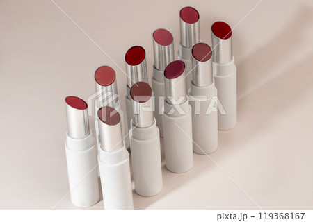 colored lipstick in light tubes. Cosmetic accessories. colored lipstick in light tubes. Cosmetic accessories. 119368167