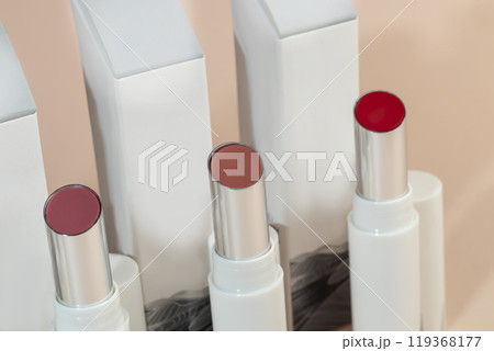 colored lipstick in light tubes. Cosmetic accessories. colored lipstick in light tubes. Cosmetic accessories. 119368177