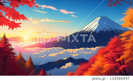 夜明けの富士山（秋） 119368497