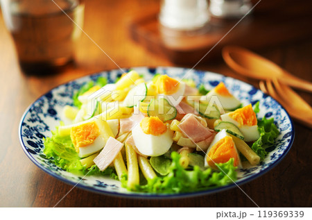 ゆで卵とハムのマカロニサラダ ゆで卵とハムのマカロニサラダ 119369339