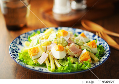 ゆで卵とハムのマカロニサラダ 119369341