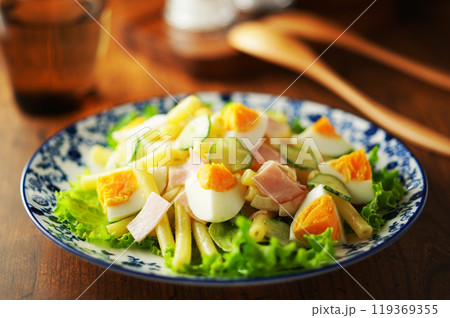 ゆで卵とハムのマカロニサラダ 119369355