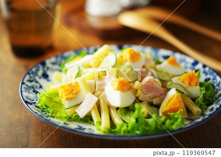 ゆで卵とハムのマカロニサラダ 119369547