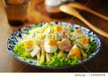 ゆで卵とハムのマカロニサラダ 119369548