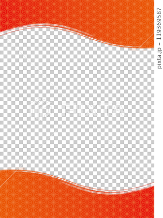 麻葉框紅色波浪曲線日式日式上下垂直 119369587