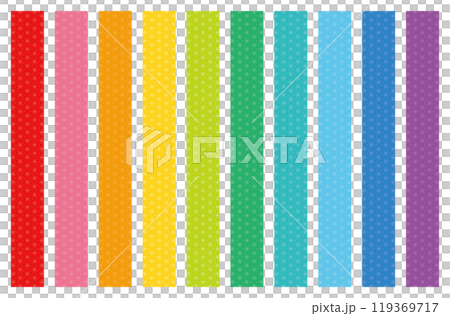 Asanoha belt vertical colorful vector set illustration material 119369717