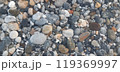 Sea pebbles background close up. South Turkey. Alanya, Antalya. Mediterranean Sea 119369997