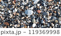 Sea pebbles background close up. South Turkey. Alanya, Antalya. Mediterranean Sea 119369998