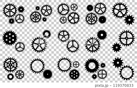 Gears black icon set Gears black icon set 119370833